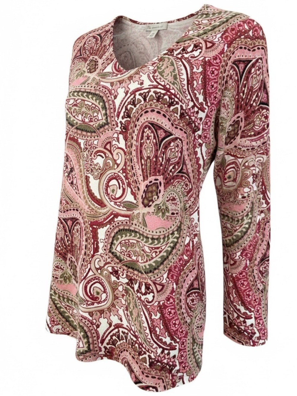 Dress Barn Women’s Pink Paisley V-Neck 3/4 Sleeve Soft Beachy Top SZ M EUC